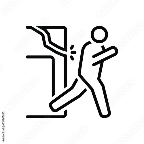 Black line icon for flee