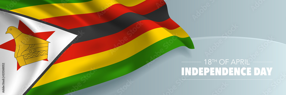 Naklejka premium Zimbabwe independence day vector banner, greeting card