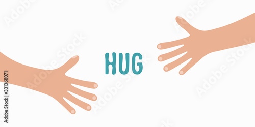 Hugging hands. Arm embrace, relationship hugged hands