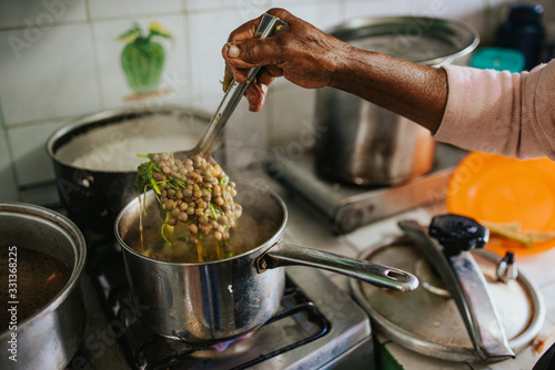 cooking in pan