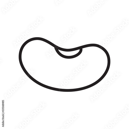 Bean icon. Thin line art logo of bean and soy products. Black simple illustration. Contour isolated vector image on white background. Symbol for jelly sweets photo