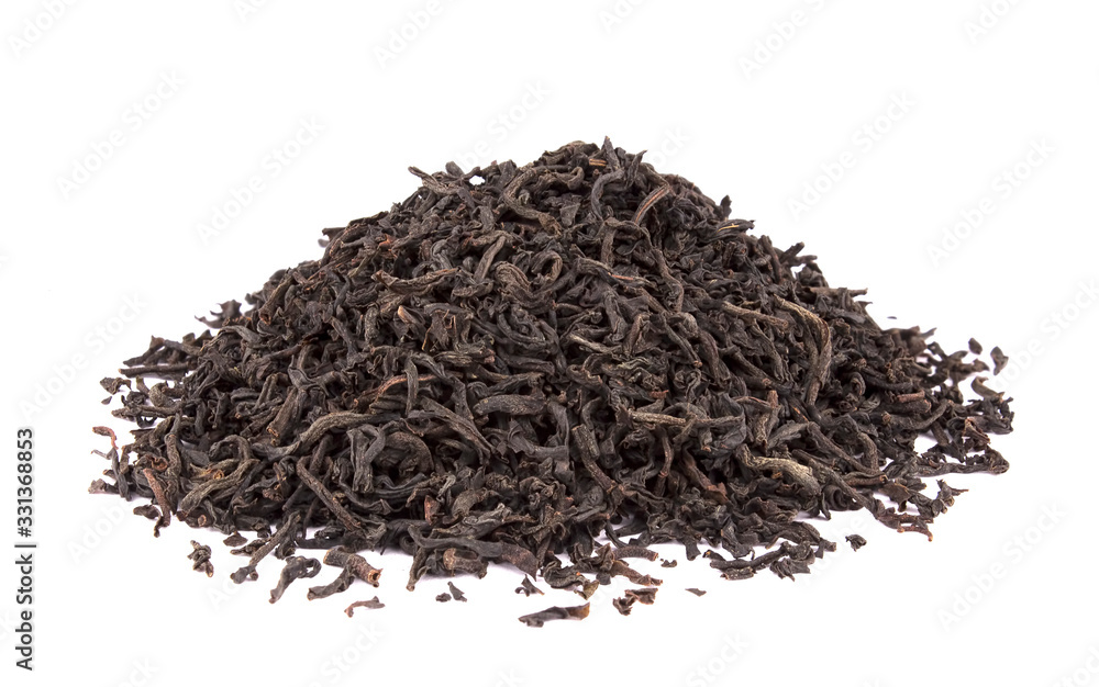 Dry black tea leaves isolated on white background Dry black tea leaves isolated on white background