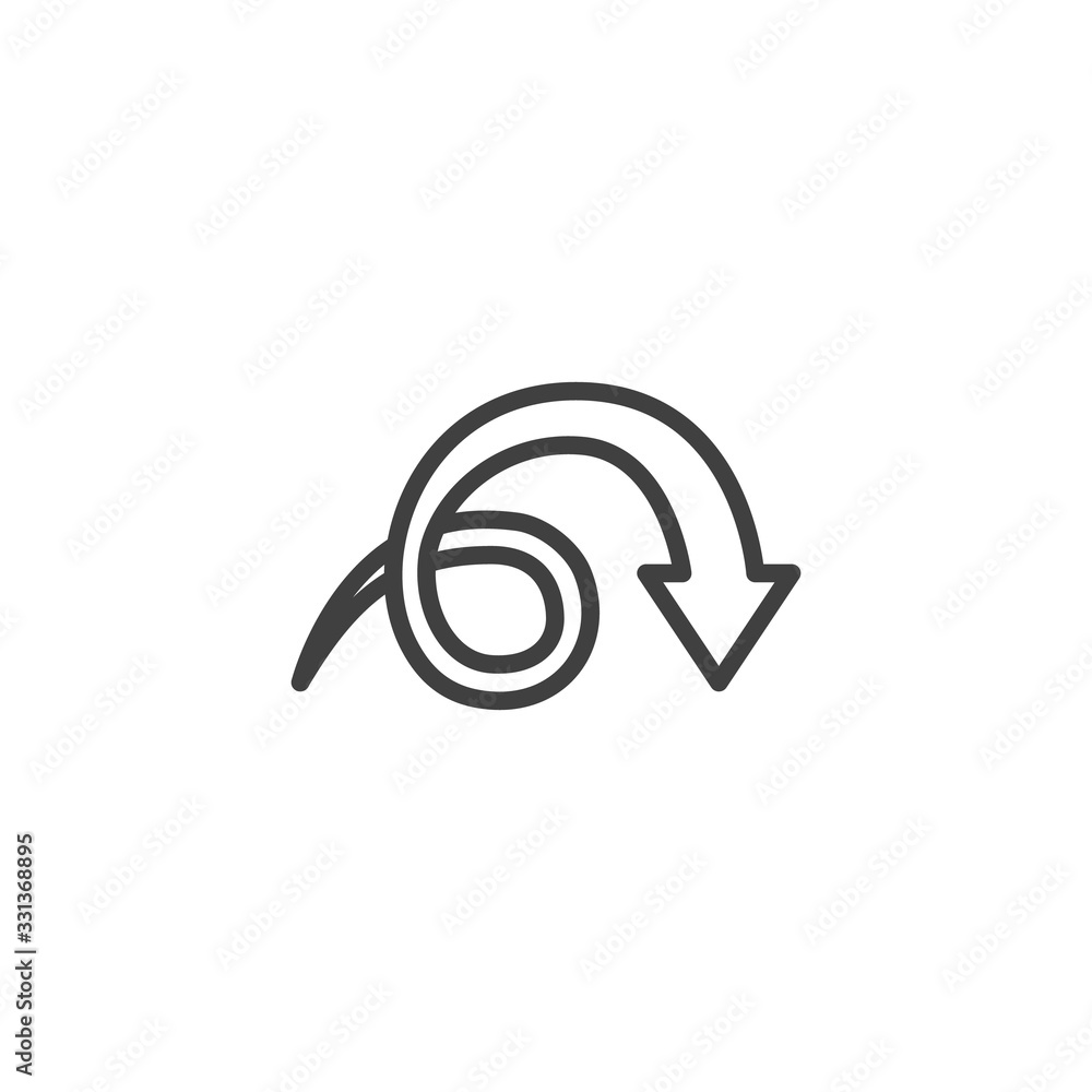 Spiral arrow line icon. linear style sign for mobile concept and web design. Curve arrow down outline vector icon. Symbol, logo illustration. Vector graphics Spiral arrow line icon. linear style sign for mobile concept and web design. Curve arrow down outline vector icon. Symbol, logo illustration. Vector graphics