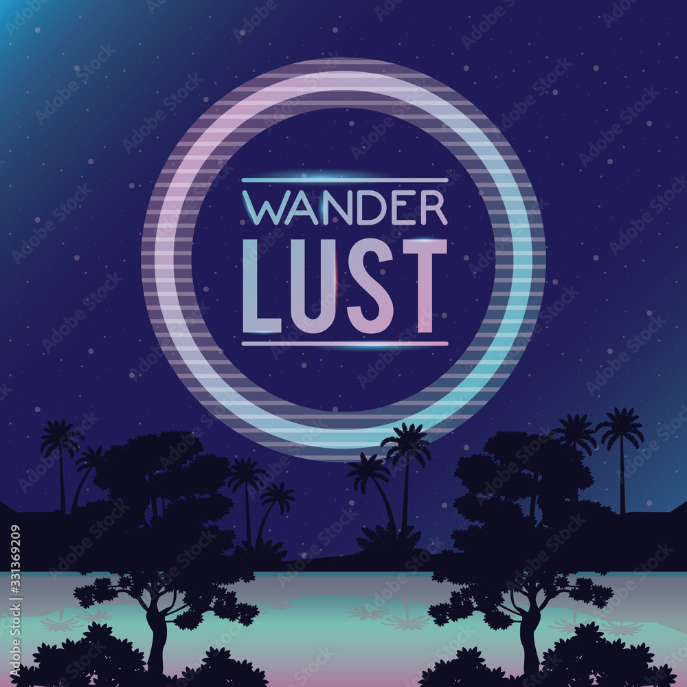 wanderlust poster with scene icon wanderlust poster with scene icon