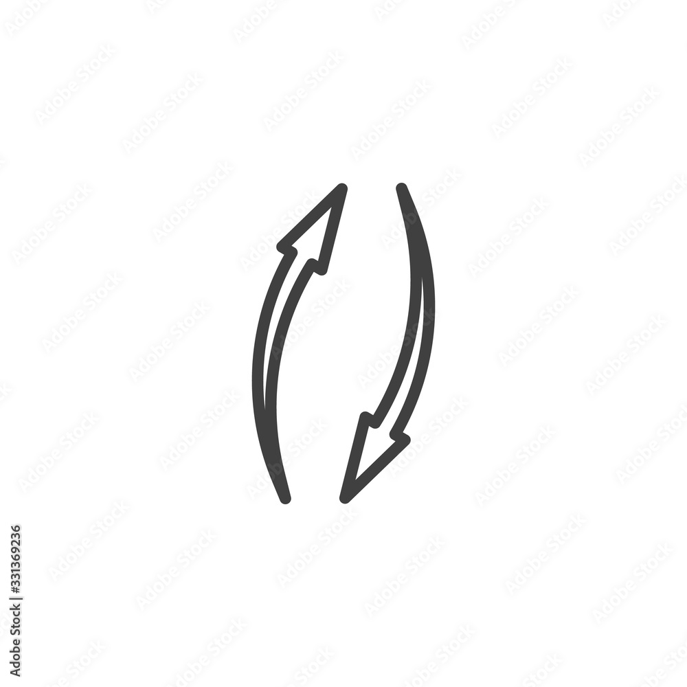 Double reverse arrow line icon. linear style sign for mobile concept and web design. Up and down arrow transfer outline vector icon. Symbol, logo illustration. Vector graphics Double reverse arrow line icon. linear style sign for mobile concept and web design. Up and down arrow transfer outline vector icon. Symbol, logo illustration. Vector graphics