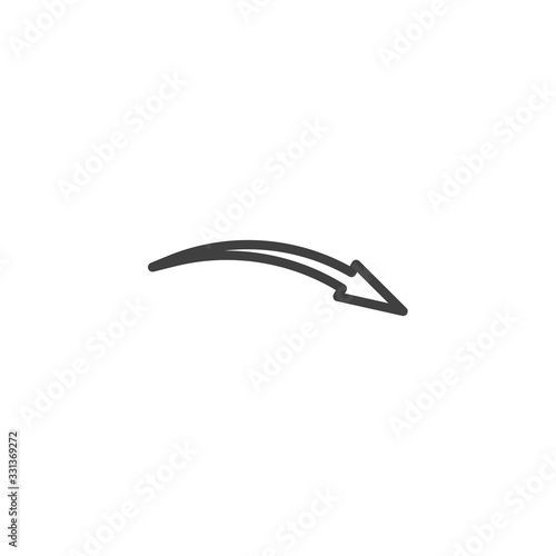 Right pointer arrow line icon. linear style sign for mobile concept and web design. Curve arrow right outline vector icon. Symbol, logo illustration. Vector graphics