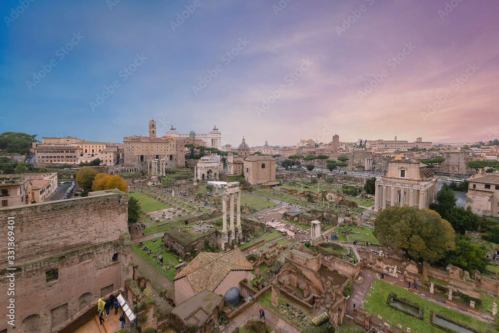 Roman forum. View from the Palatine hill, Rome, Italy