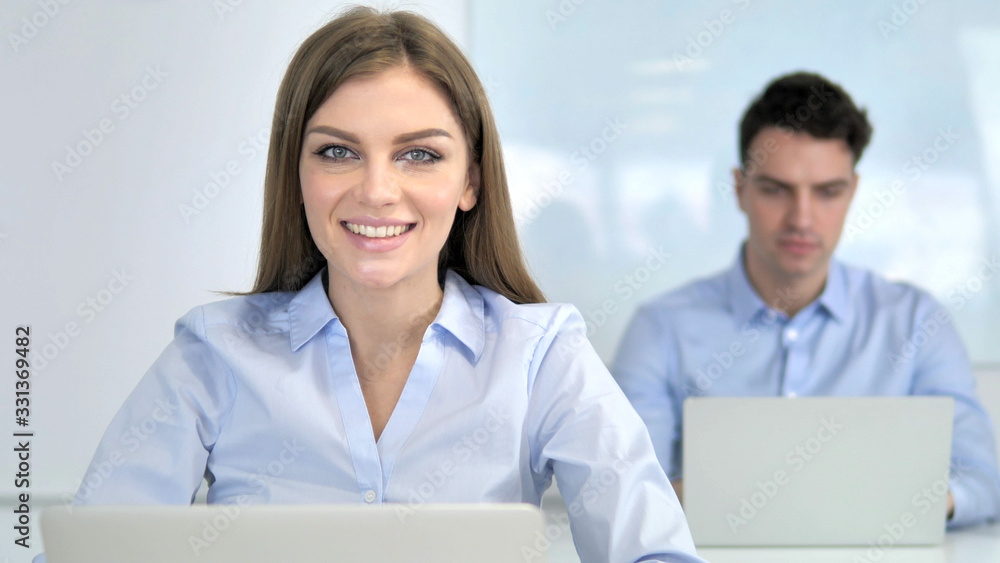 Yes, Young Businesswoman Accepting Offer by Shaking Head Yes, Young Businesswoman Accepting Offer by Shaking Head