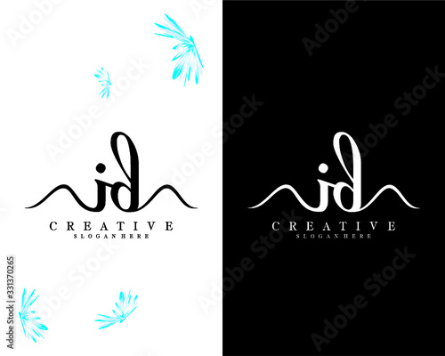 letter id ,di creative handwriting logo design vector