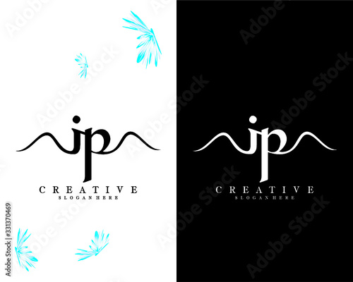 letter ip, pi creative handwriting logo design vector