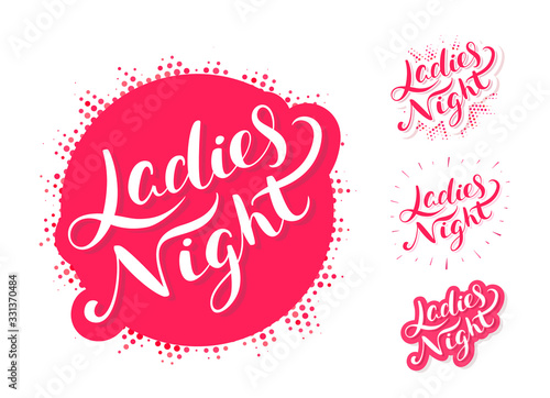 Ladies night. Vector lettering set.