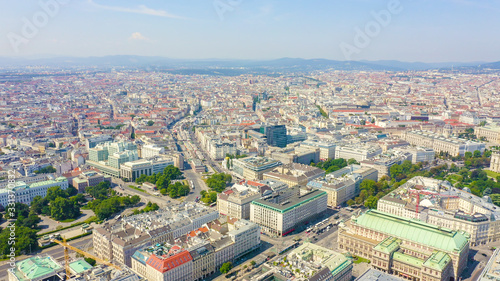 Vienna, Austria. Karlskirche is a Catholic church located in the southern part of Karlsplatz in Vienna, Aerial View photo