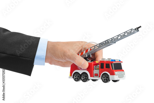 Hand with fire truck