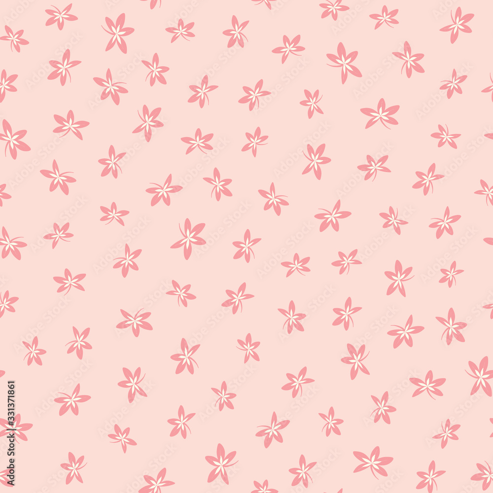 Floral pattern background. Seamless tossed repeat vector design of flowers in pink and white. Floral pattern background. Seamless tossed repeat vector design of flowers in pink and white.