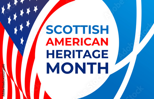 Scottish-American Heritage Month. Vector illustration, colors of the Scottish and american flags. Abstract trend design for banner, poster, card and social media. Concept with national flags.