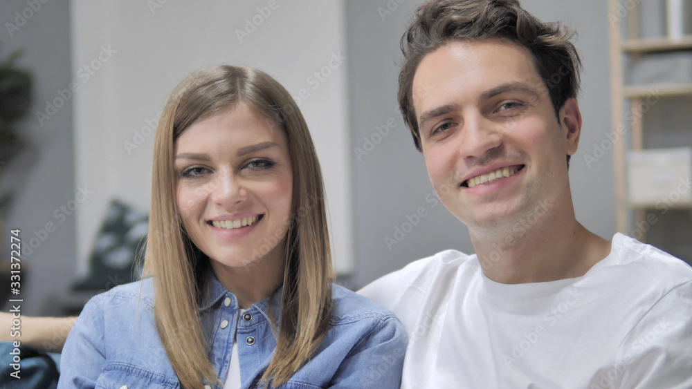 Close Up Smiling Young Couple Looking at Camera Close Up Smiling Young Couple Looking at Camera