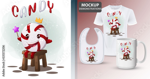 Maggic candy kind sitting on a stool chair vector and merchandise