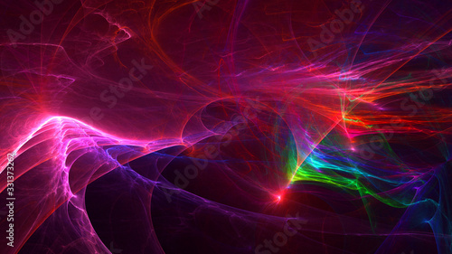 3D rendering abstract red fractal light background