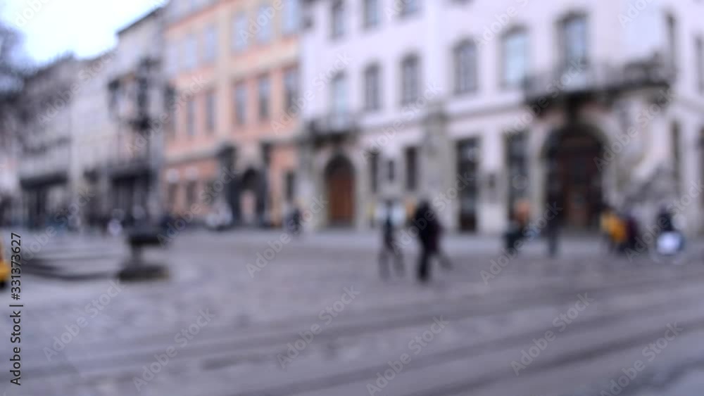 Abstract Defocused Blurred Background of many people on street Abstract Defocused Blurred Background of many people on street