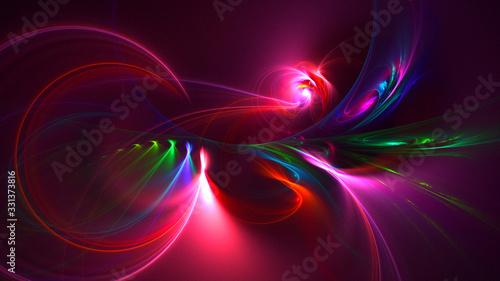 3D rendering abstract red fractal light background