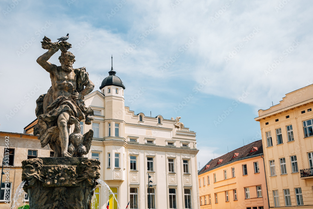 Jupiter fountain and Dolni Namesti old town square in Olomouc, Czech Republic