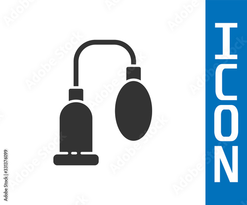 Grey Penis pump icon isolated on white background. Penis enlarger. Sex toy for men. Vacuum pump with a blower to increase the penis. Vector Illustration