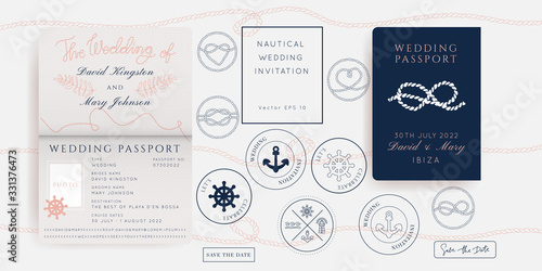 Nautical wedding vector design