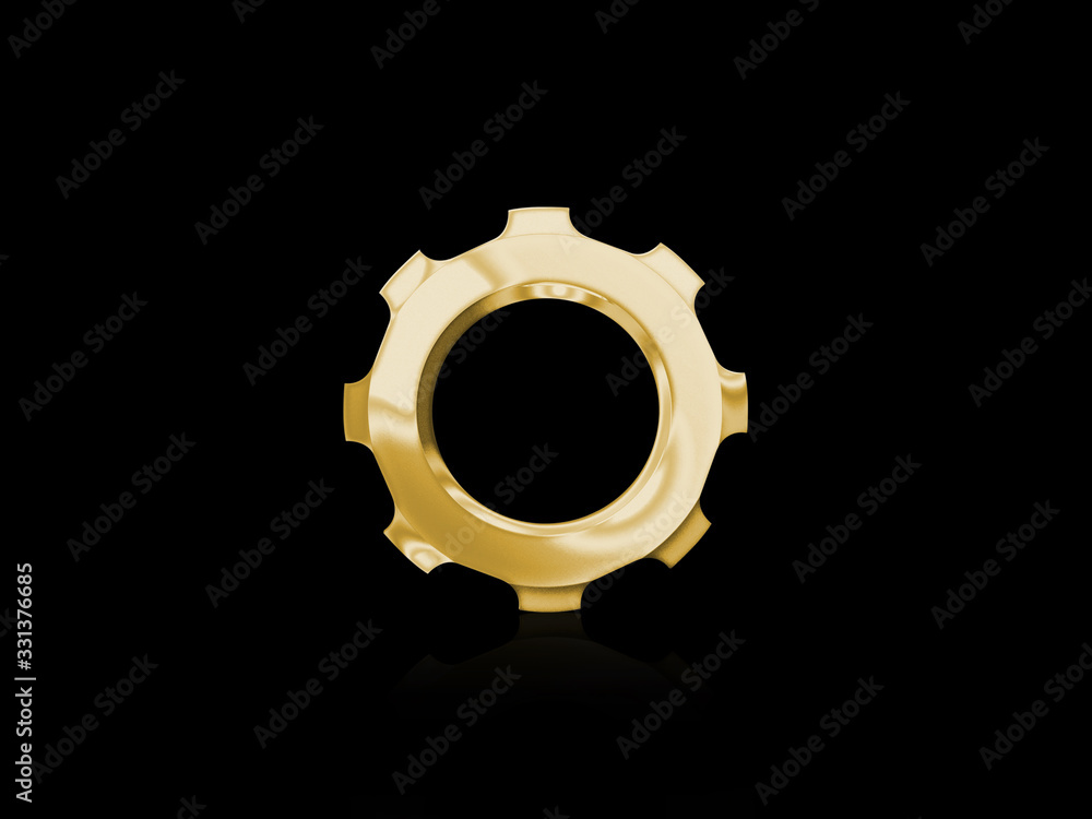 Gold gear on a smooth black background Gold gear on a smooth black background