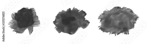 Set of Vector Watercolor Black Stains