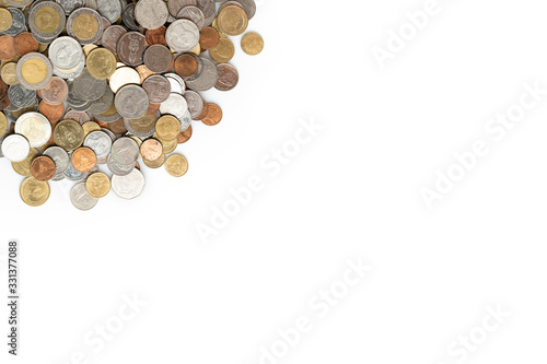 Thai baht coins is the currency of Thailand. for business. on white background