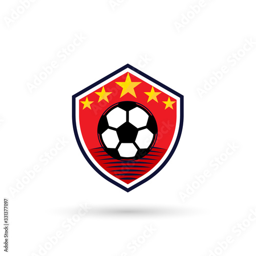 Soccer Logo or football club sign Badge. Football logo with shield background vector design