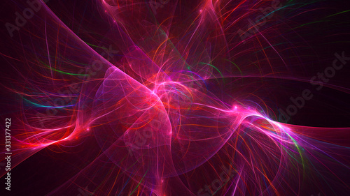 3D rendering abstract red fractal light background