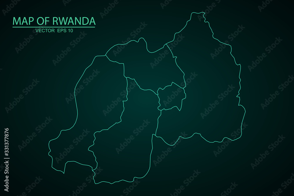 Rwanda map filled with light blue gradient. High resolution. Mercator projection, High Detailed Blue Map of Rwanda isolated on white background. Vector illustration eps 10. - Vector Rwanda map filled with light blue gradient. High resolution. Mercator projection, High Detailed Blue Map of Rwanda isolated on white background. Vector illustration eps 10. - Vector