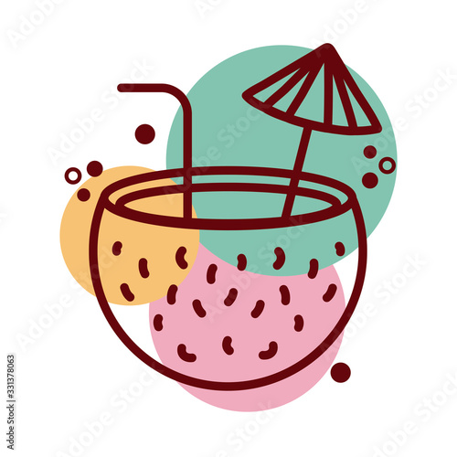 coconut cocktail line and color style icon