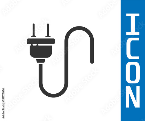 Grey Electric plug icon isolated on white background. Concept of connection and disconnection of the electricity. Vector Illustration