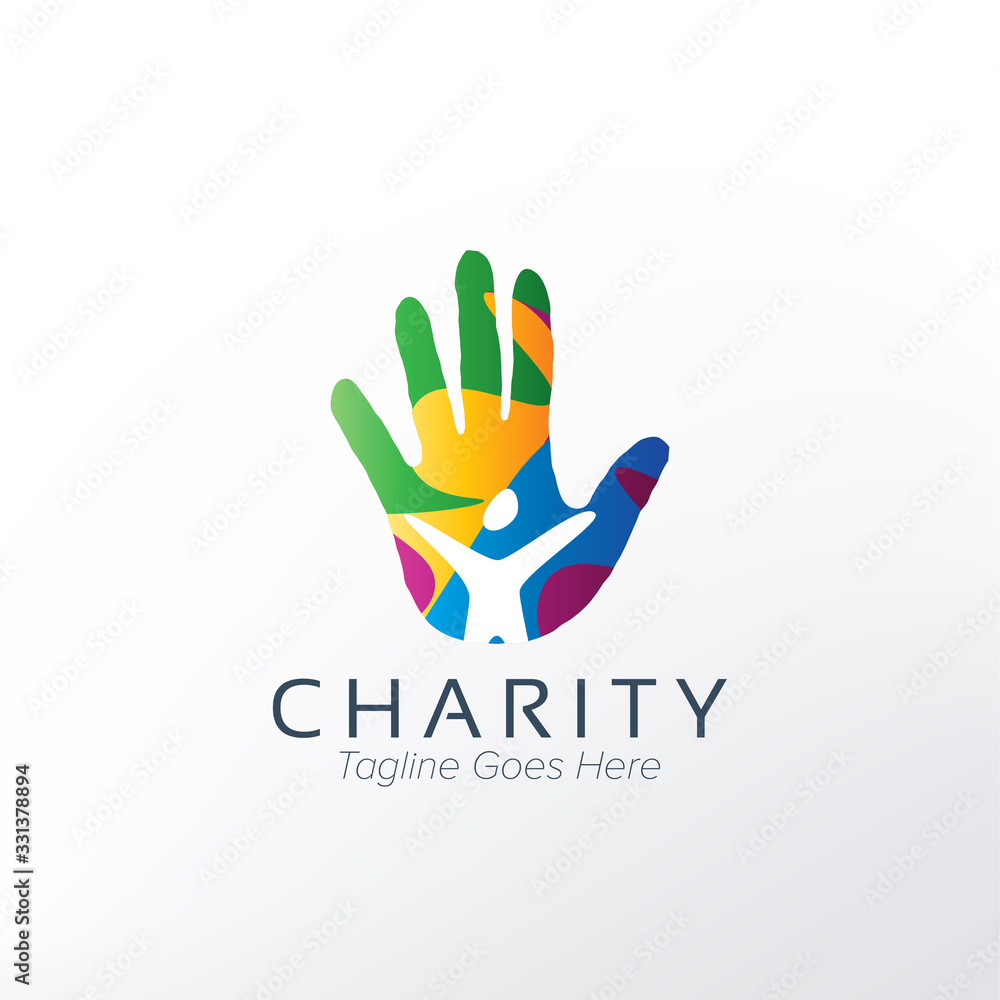 Obraz premium Colorful Hand Logo Template for Charity or Philanthropies