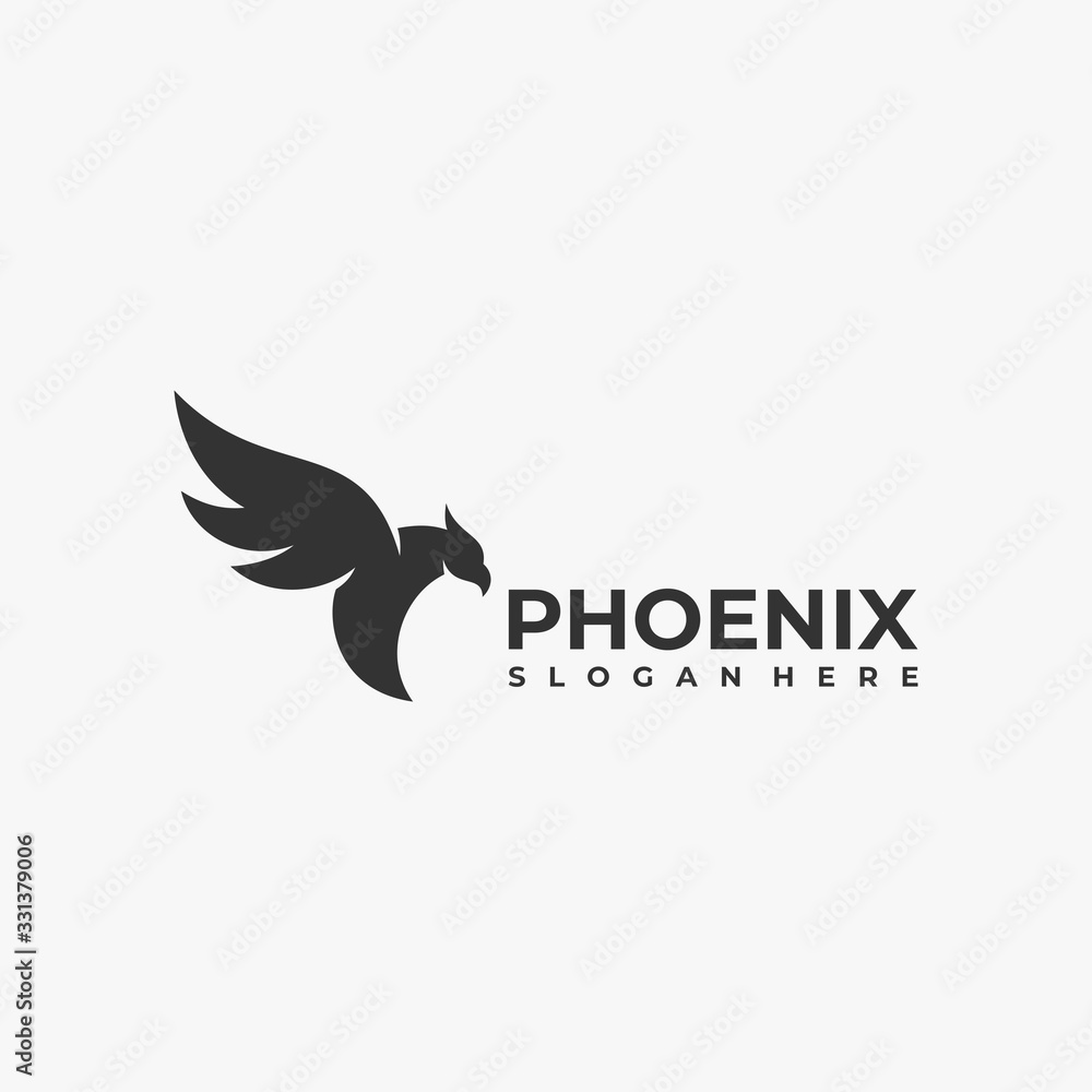 Fototapeta premium Vector Logo Illustration Fly Phoenix Silhouette Style.