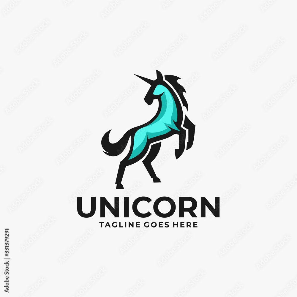 Vector Logo Illustration Unicorn Jump Cartoon Style. Vector Logo Illustration Unicorn Jump Cartoon Style.