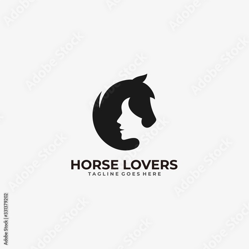 Vector Logo Illustration Horse Lovers Dual Meaning Style.