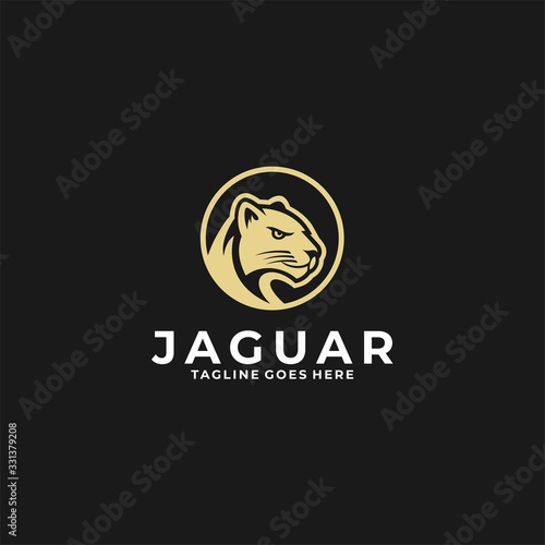 Vector Logo Illustration Jaguar Head Vintage Badge Style.