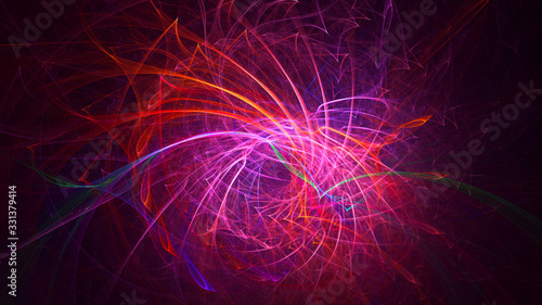 3D rendering abstract red fractal light background