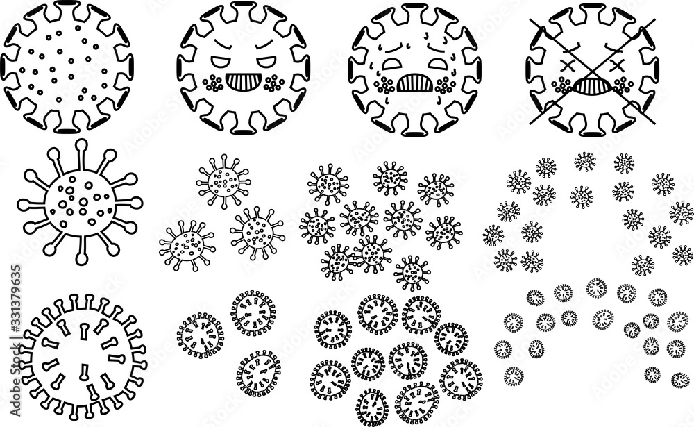 coronavirus disease (COVID-19) outline set coronavirus disease (COVID-19) outline set