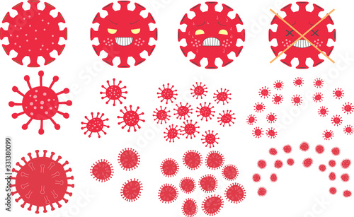 Red coronavirus disease (COVID-19) set