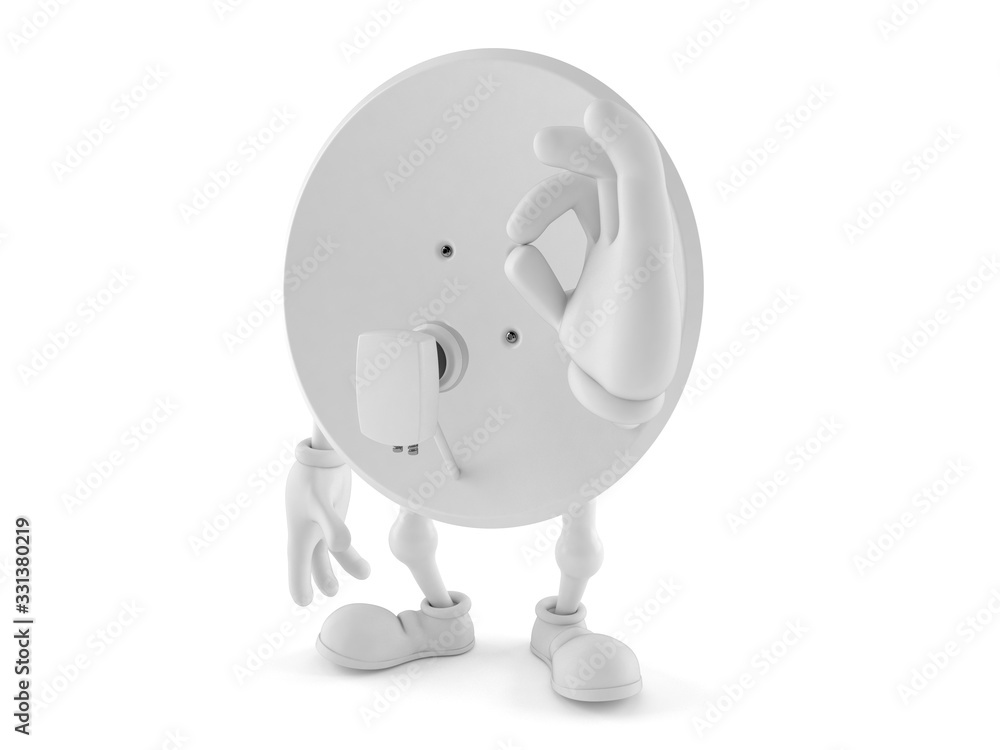 Satellite dish character with ok gesture