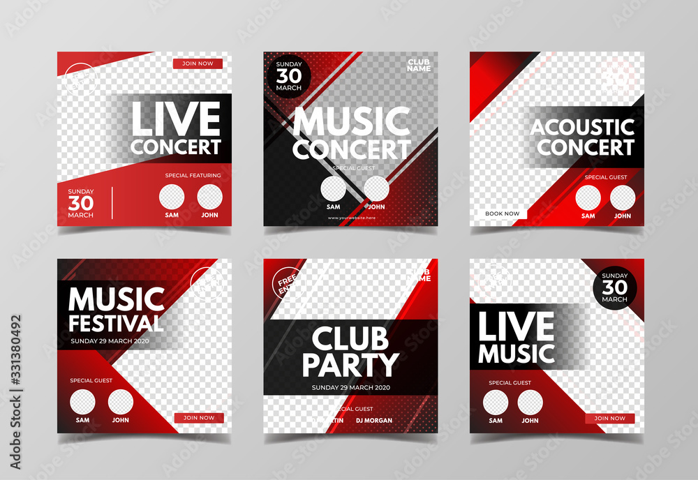 Live music concert banner template for social media post, flyer and web