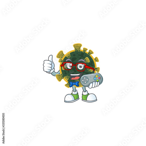 Talented new coronavirus gamer mascot design using controller