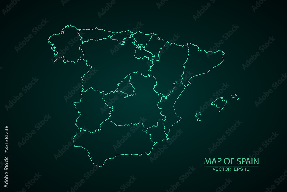 map-spain country on white background, spain map. Blue and Pink polygonal shape vector illustration on white background. Vector illustration eps 10. - Vector