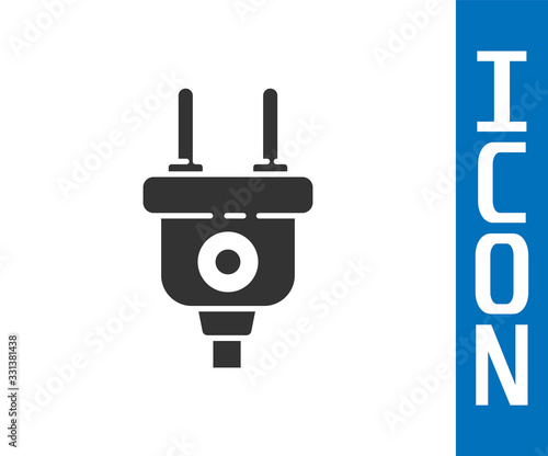 Grey Electric plug icon isolated on white background. Concept of connection and disconnection of the electricity. Vector Illustration