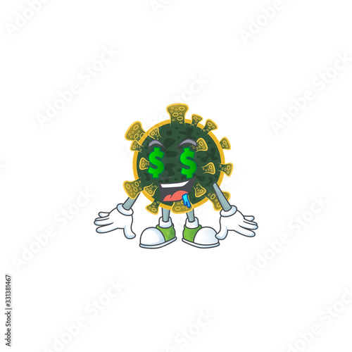 Rich new coronavirus with Money eye mascot character concept