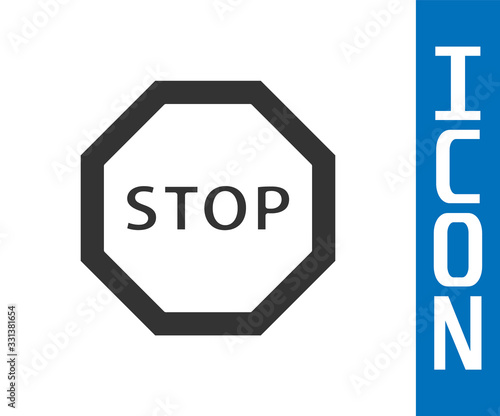 Grey Stop sign icon isolated on white background. Traffic regulatory warning stop symbol. Vector Illustration